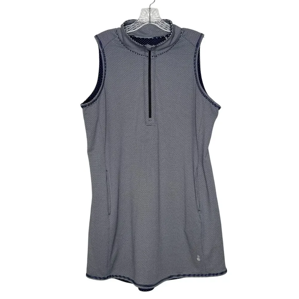 Tommy Bahama IslandZone Sleeveless Zip Polo Top XL Striped Activewear
